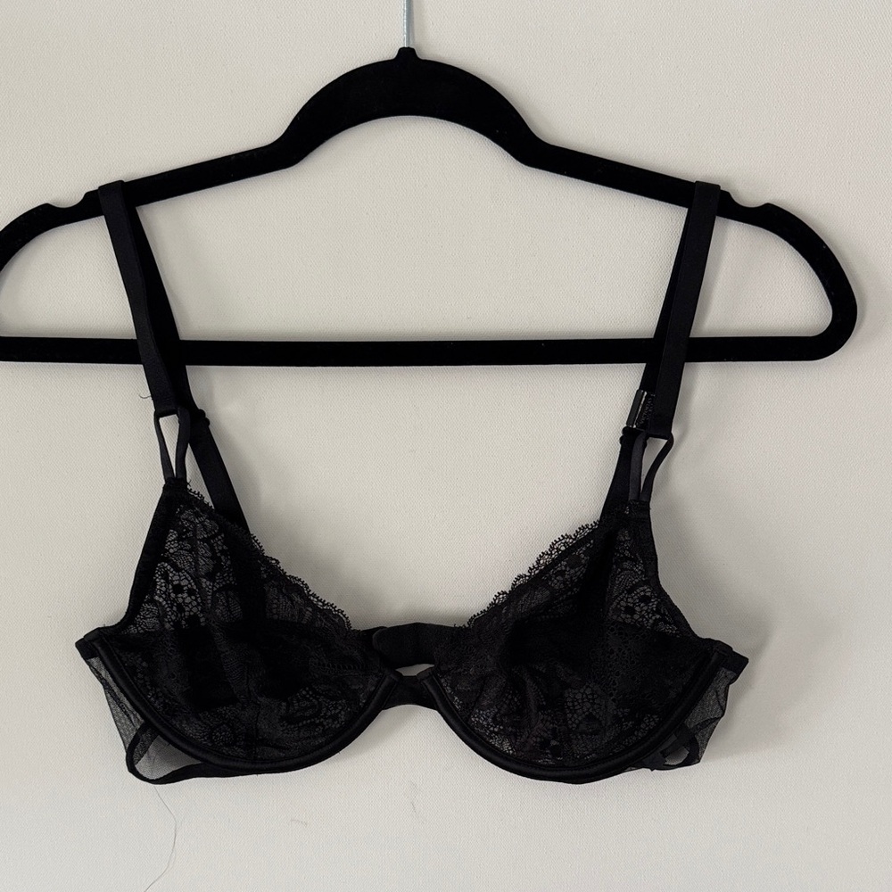 Victoria's Secret Demi Bra Unlined Lace Sexy Size 36C Black Lingerie